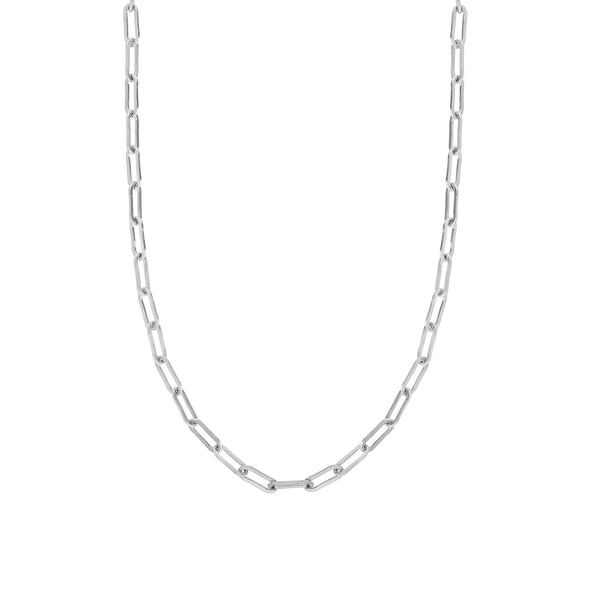 Block Elongated Chain Necklace Silver | Sarah & Sebastian