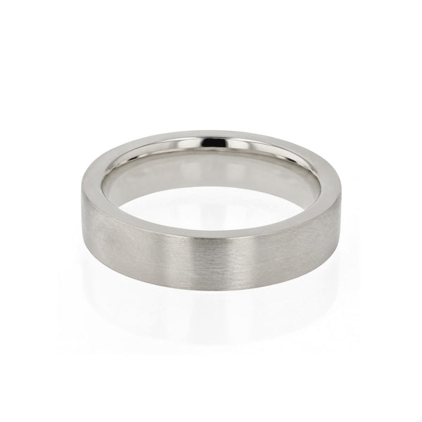 Level Bold II Brushed Mens Wedding Band White Gold | Sarah & Sebastian