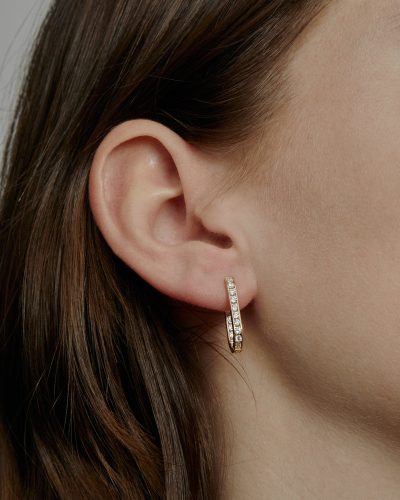 Diamond Channel Hoops Gold | Sarah & Sebastian onBody