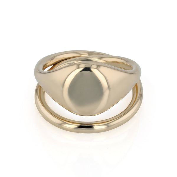 Cast Round Signet Ring Gold | Sarah & Sebastian