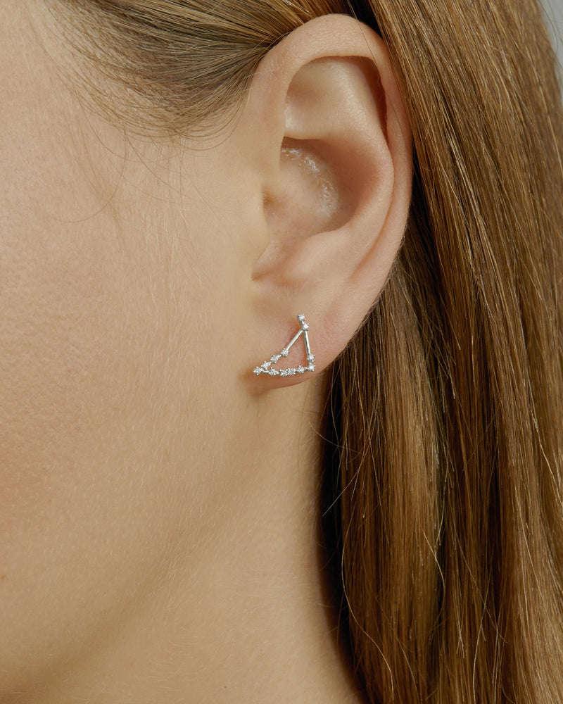 Single Celestial Capricorn Earring White Gold | Sarah & Sebastian onBody