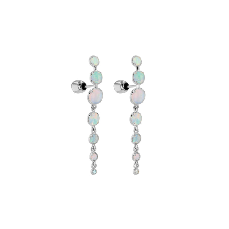 Chroma Opal Chain Earrings White Gold | Sarah & Sebastian