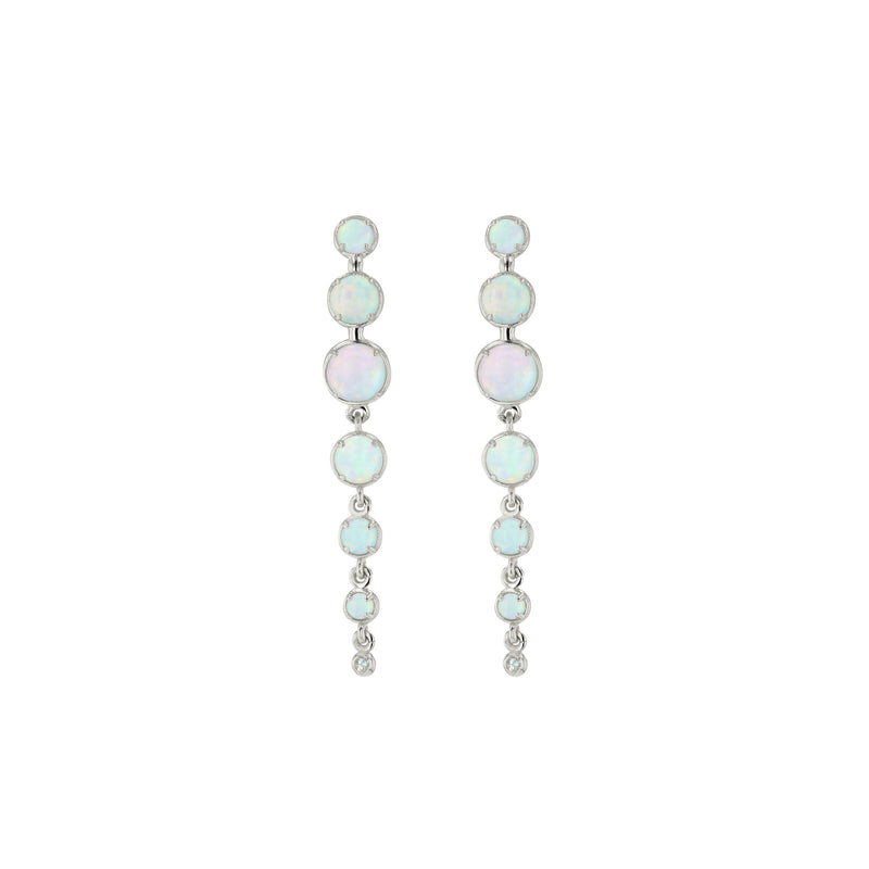 Chroma Opal Chain Earrings White Gold | Sarah & Sebastian