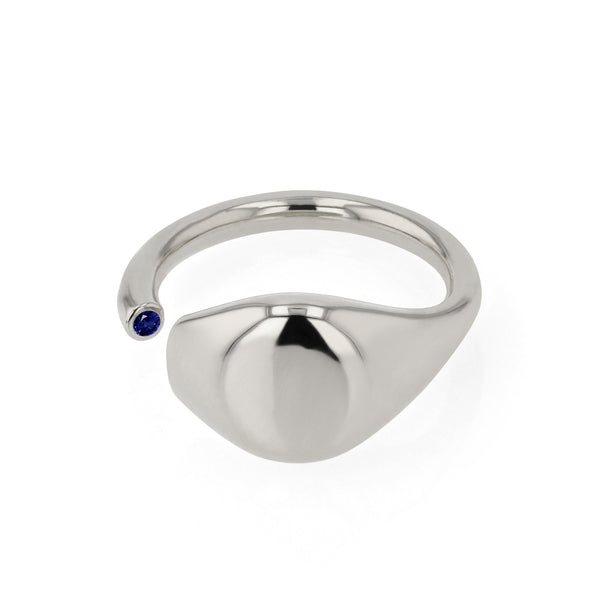 Sapphire Void Signet Ring Silver | Sarah & Sebastian