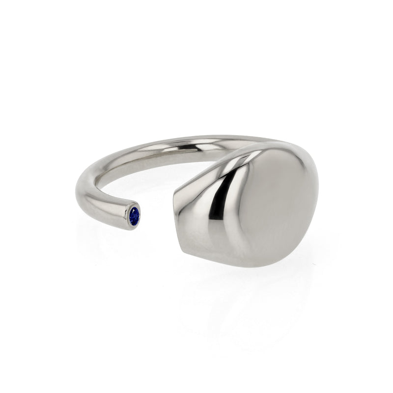 Sapphire Void Signet Ring Silver | Sarah & Sebastian