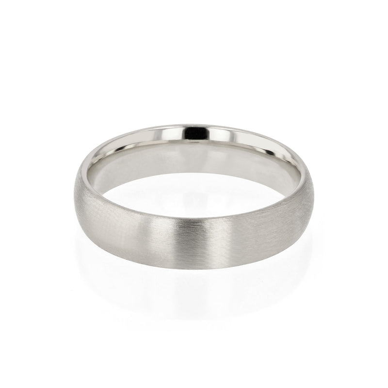 Dome II Brushed Mens Wedding Band White Gold | Sarah & Sebastian