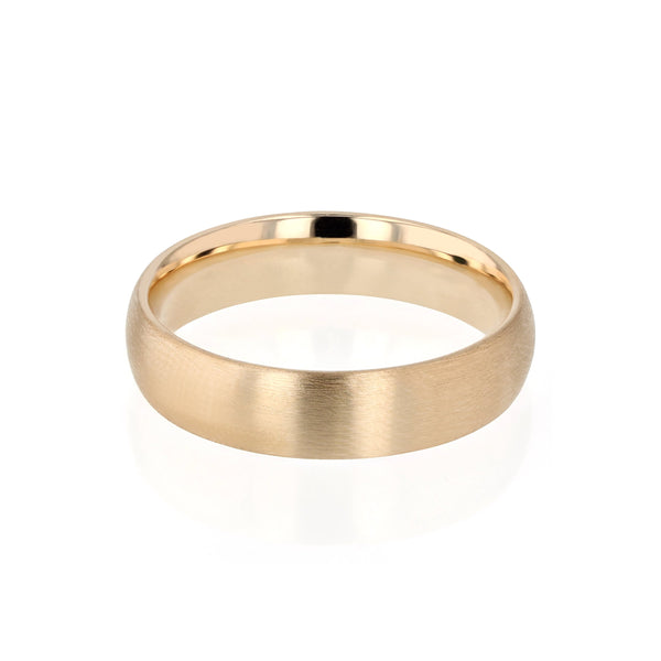 Dome II Brushed Mens Wedding Band Gold | Sarah & Sebastian