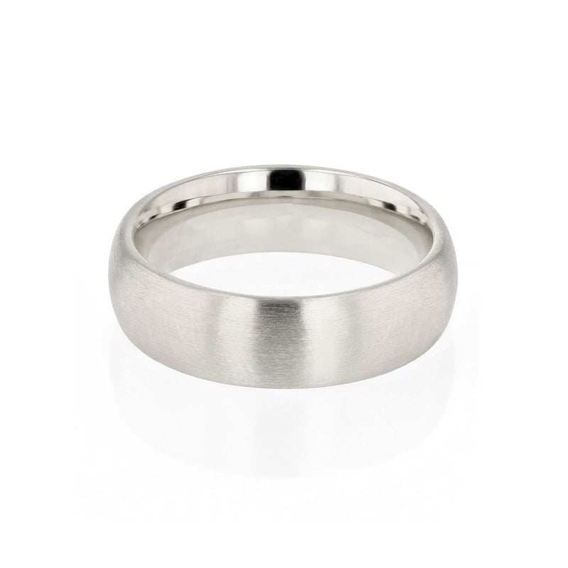 Dome III Brushed Mens Wedding Band White Gold | Sarah & Sebastian