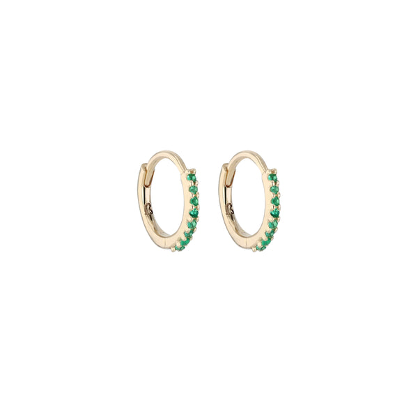 Demi Emerald Hoop Earrings Gold | Sarah & Sebastian