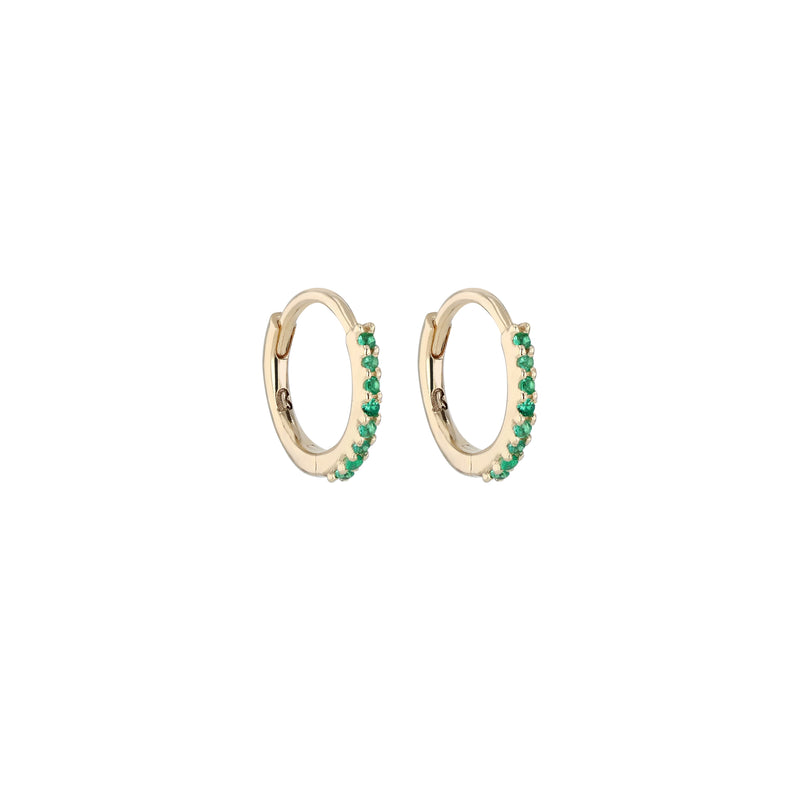 Demi Emerald Hoop Earrings Gold | Sarah & Sebastian