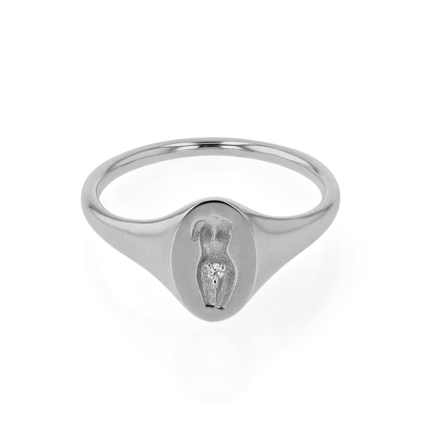 Gaia Diamond Signet Ring Gold | Sarah & Sebastian