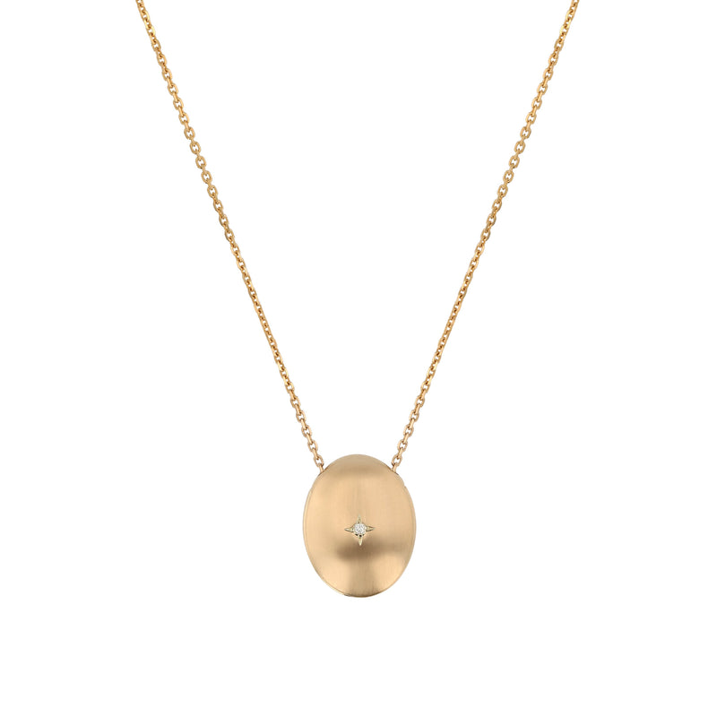 Oval Insignia Diamond Locket Necklace Gold | Sarah & Sebastian