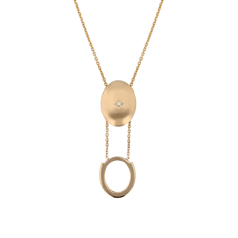 Oval Insignia Diamond Locket Necklace Gold | Sarah & Sebastian