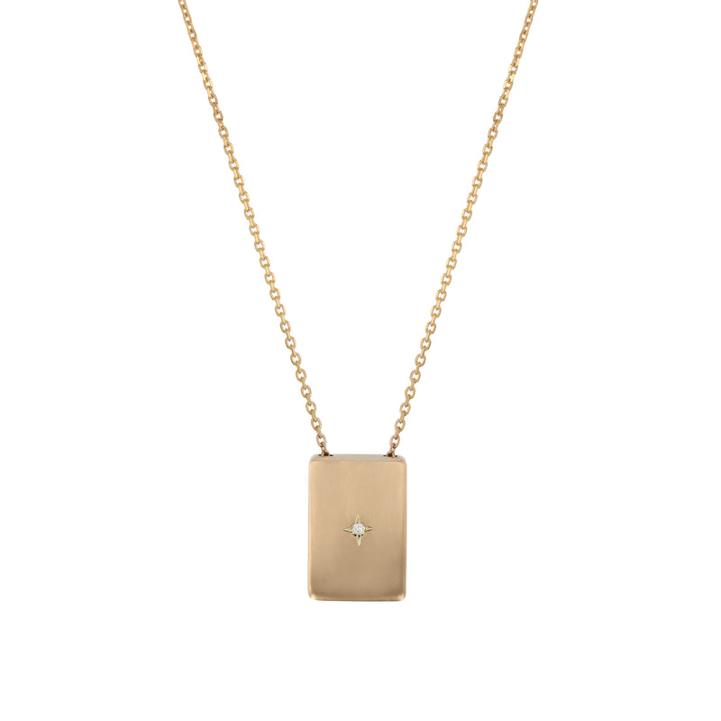 Rectangle Insignia Diamond Locket Necklace Gold | Sarah & Sebastian