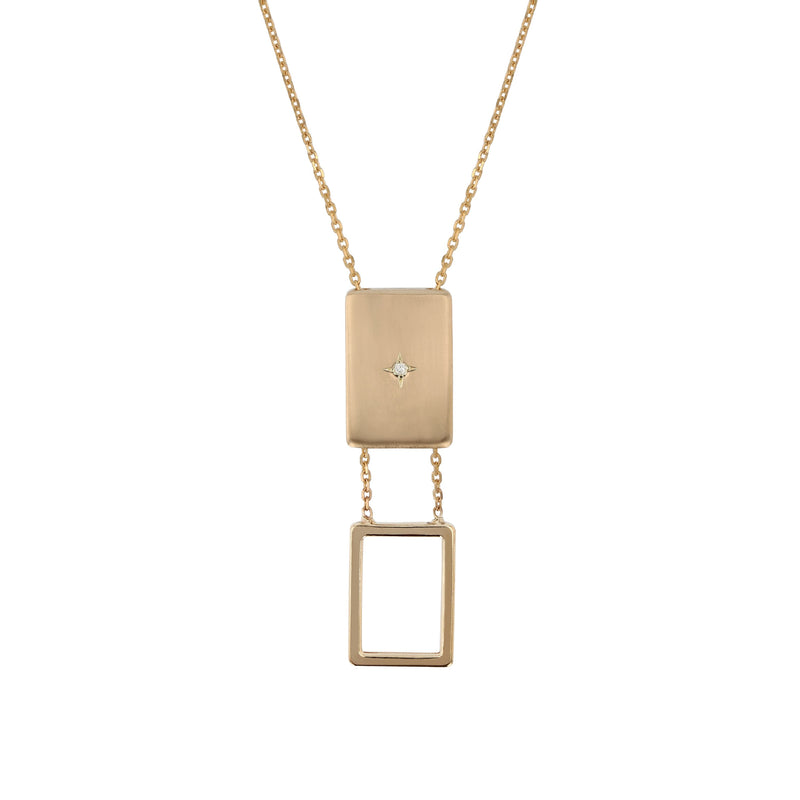 Rectangle Insignia Diamond Locket Necklace Gold | Sarah & Sebastian