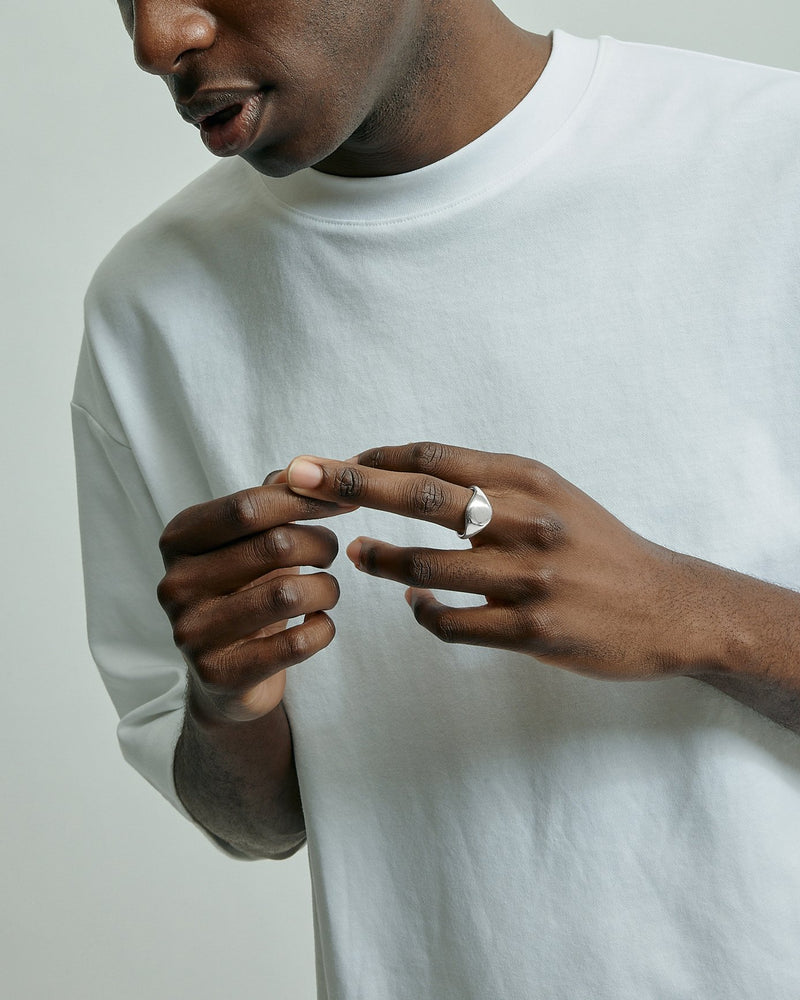 Ingot Round Signet Ring Silver | Sarah & Sebastian onBody