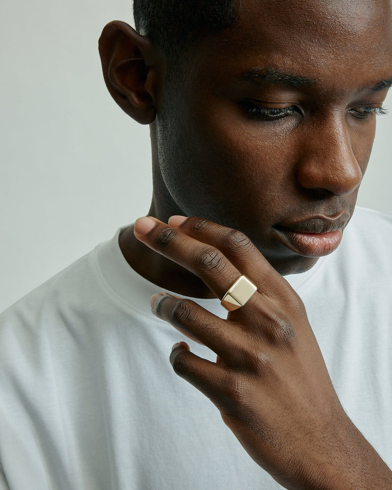 Ingot Square Ring Gold | Sarah & Sebastian onBody