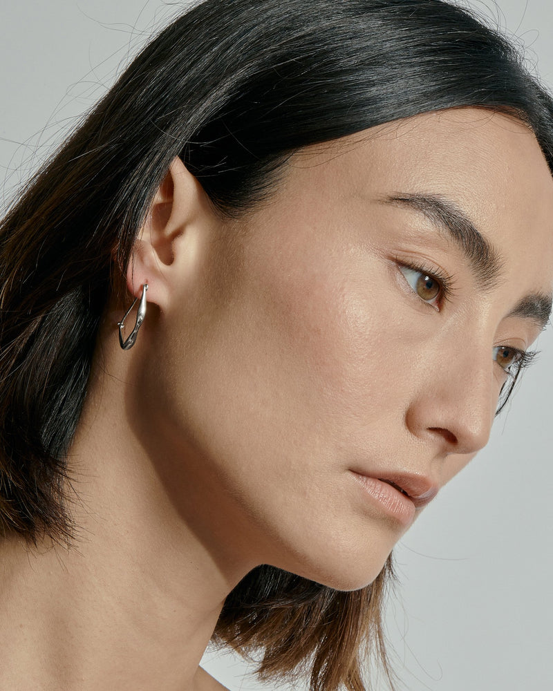 Large Form Earrings Silver | Sarah & Sebastian onBody