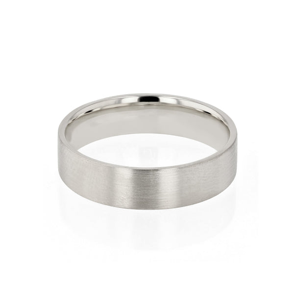 Level II Brushed Mens Wedding Band White Gold | Sarah & Sebastian