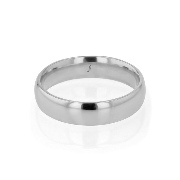 Dome II Polished Mens Wedding Band White Gold | Sarah & Sebastian