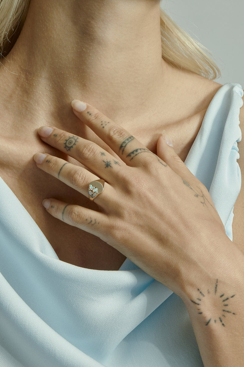 Nymph Opal Signet Ring Gold | Sarah & Sebastian onBody