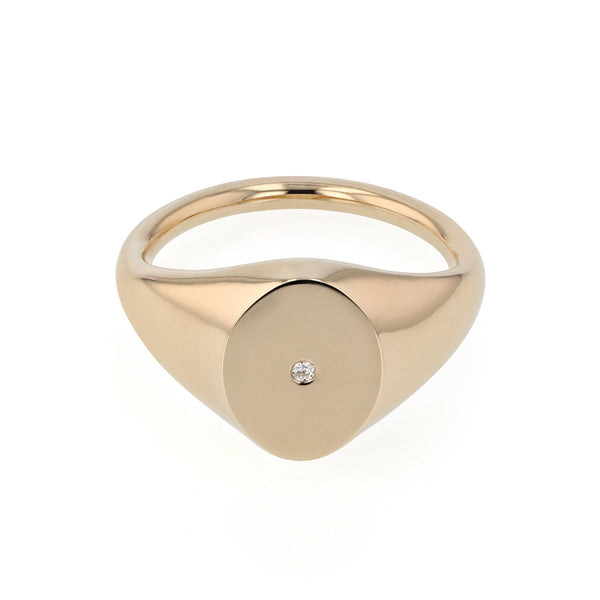 Oval Diamond Signet Gold | Sarah & Sebastian