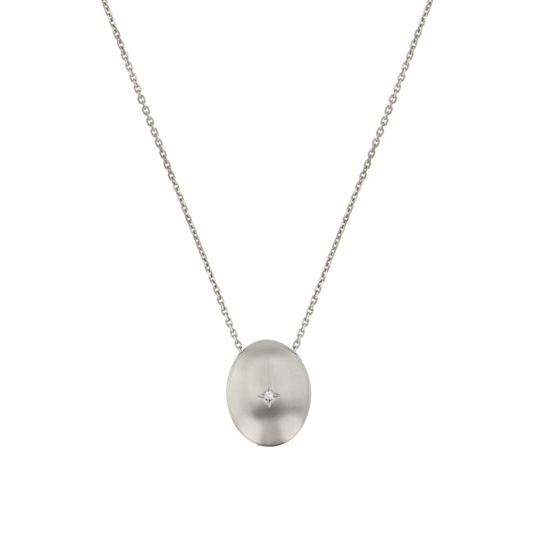 Oval Insignia Diamond Locket Necklace White Gold | Sarah & Sebastian