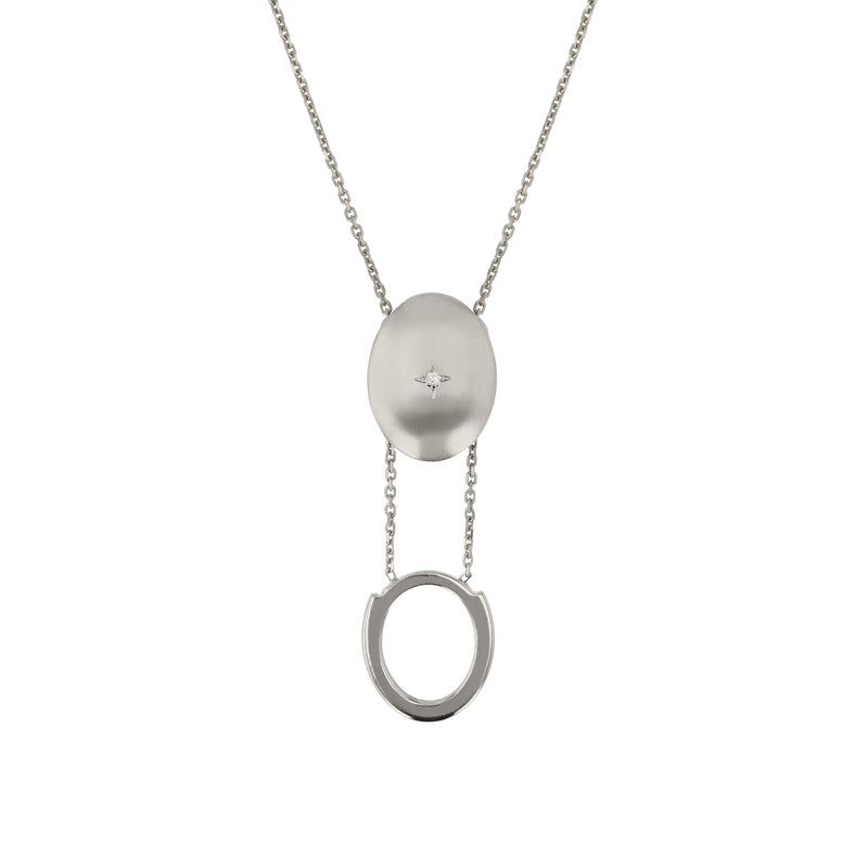 Oval Insignia Diamond Locket Necklace White Gold | Sarah & Sebastian