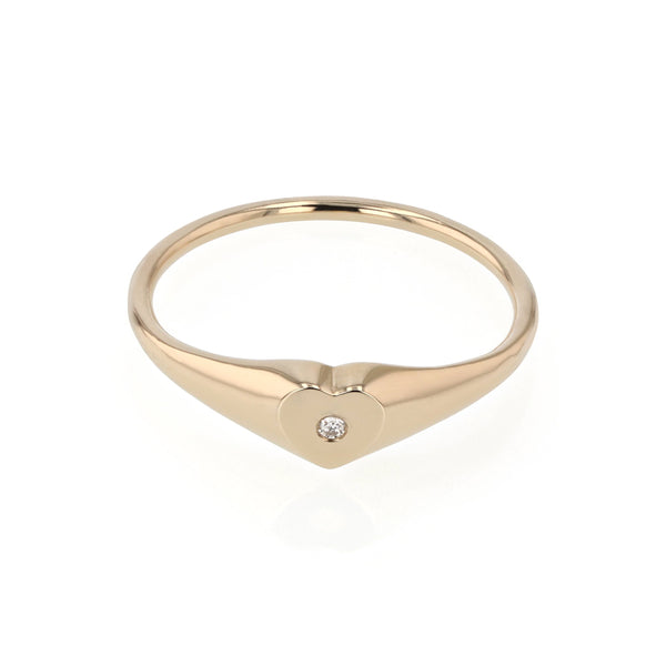 Petite Heart Diamond Signet Gold | Sarah & Sebastian