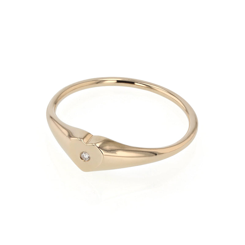 Petite Heart Diamond Signet Gold | Sarah & Sebastian