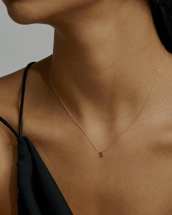 Petite Letter Pendant Necklace Gold | Sarah & Sebastian onBody