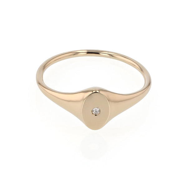 Petite Oval Diamond Signet Gold | Sarah & Sebastian