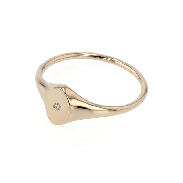 Petite Oval Diamond Signet Gold | Sarah & Sebastian