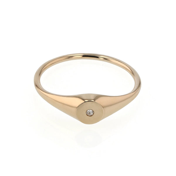 Petite Round Diamond Signet Gold | Sarah & Sebastian