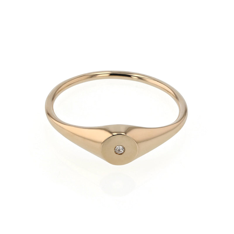 Petite Round Diamond Signet Gold | Sarah & Sebastian