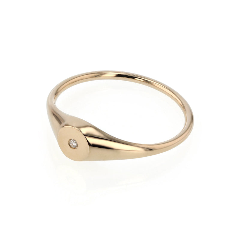 Petite Round Diamond Signet Gold | Sarah & Sebastian