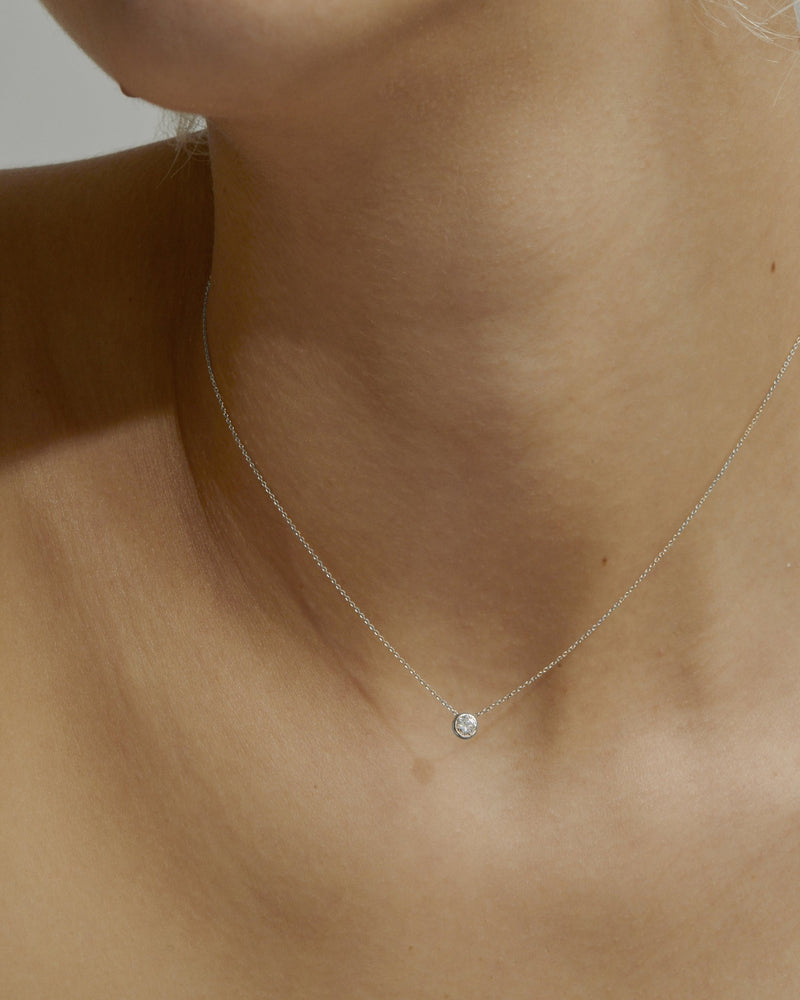 Quarter Lunette Diamond Necklace White Gold | Sarah & Sebastian onBody