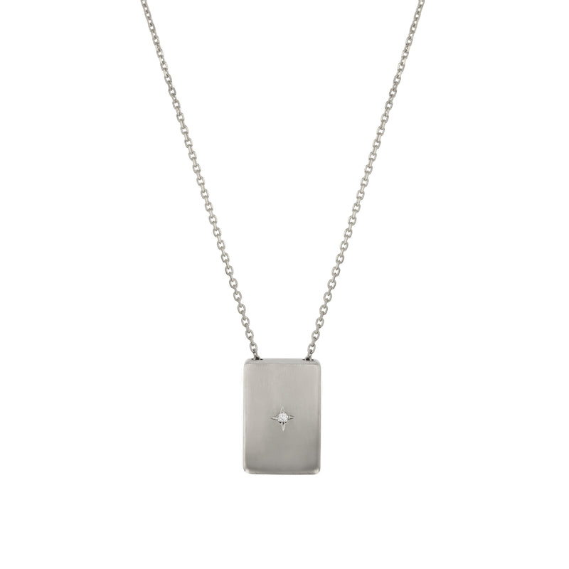 Rectangle Insignia Diamond Locket Necklace Gold | Sarah & Sebastian