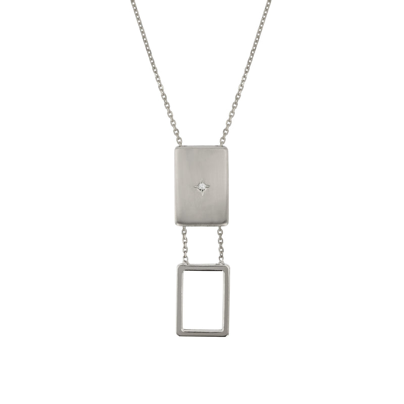 Rectangle Insignia Diamond Locket Necklace Gold | Sarah & Sebastian