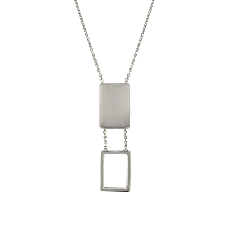 Rectangle Locket Necklace White Gold | Sarah & Sebastian