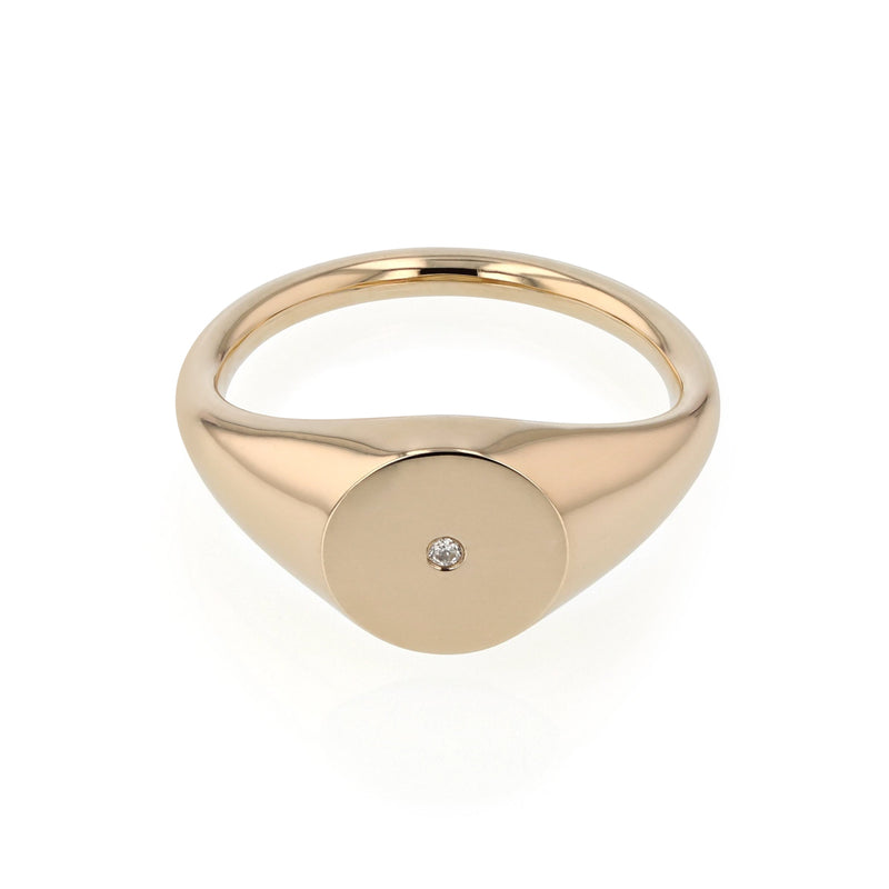 Round Diamond Signet Gold | Sarah & Sebastian