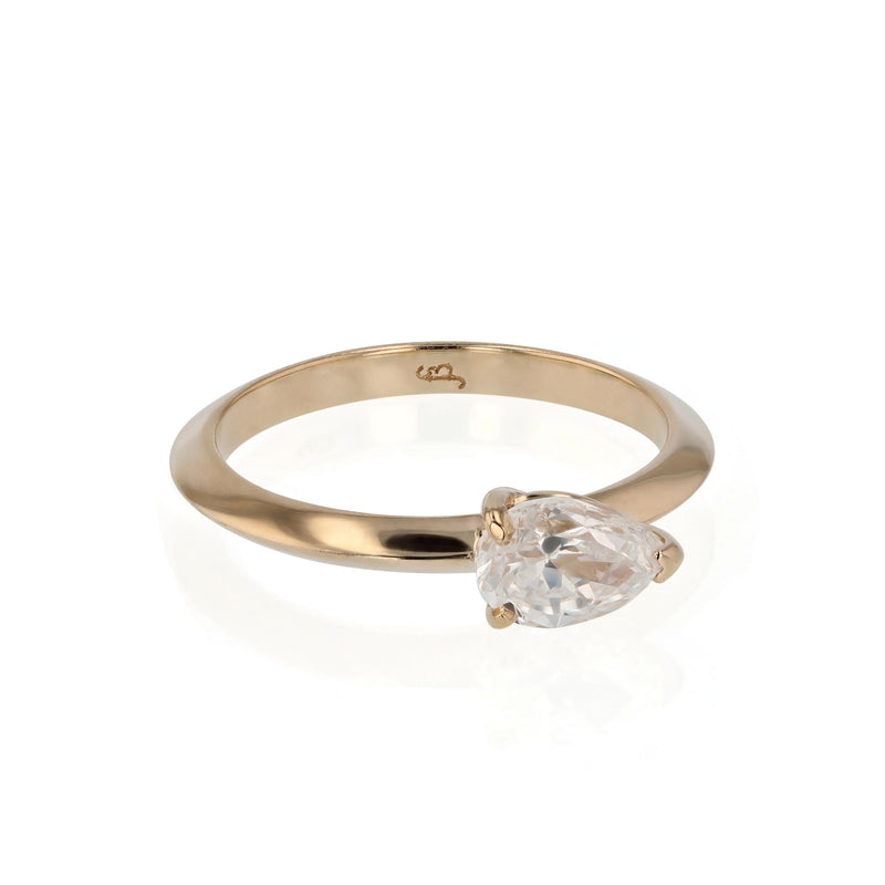 Side Pear Ring Gold | Sarah & Sebastian