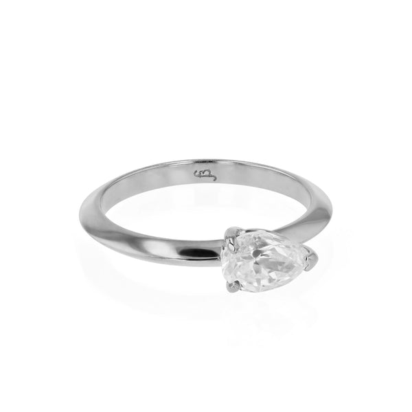 Side Pear Ring White Gold | Sarah & Sebastian