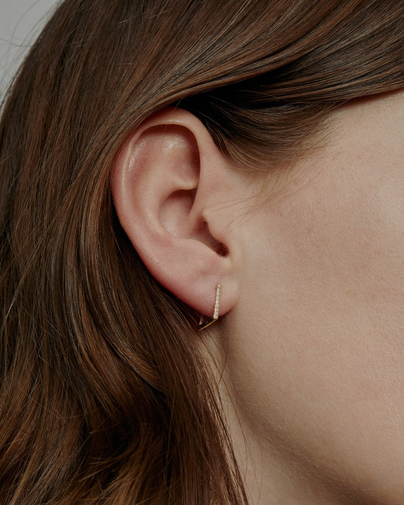 Square Diamond Hoop Earrings Gold | Sarah & Sebastian onBody