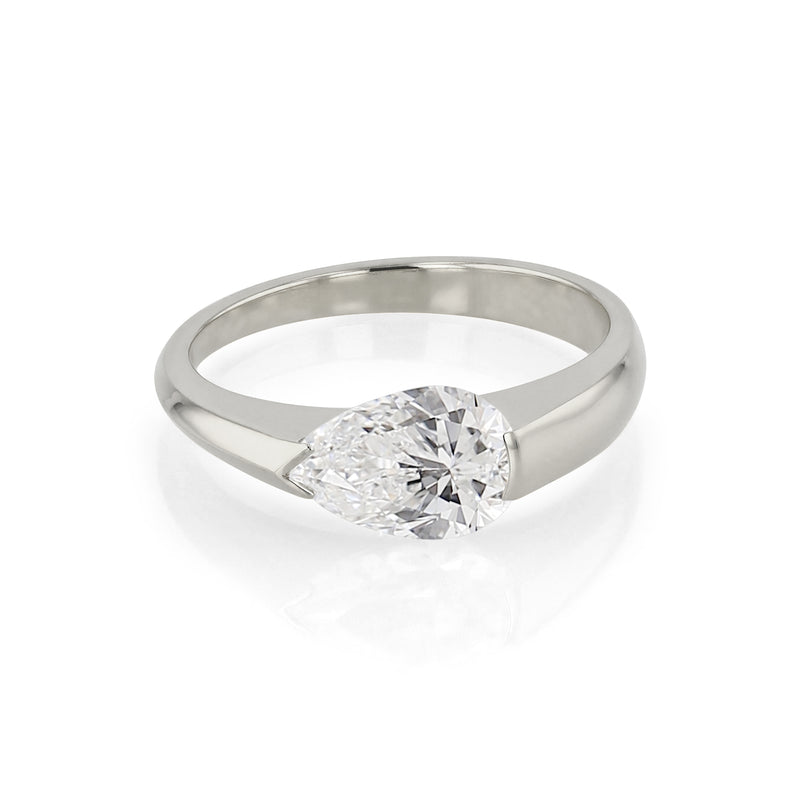 Suspense Pear Diamond Ring White Gold | Sarah & Sebastian