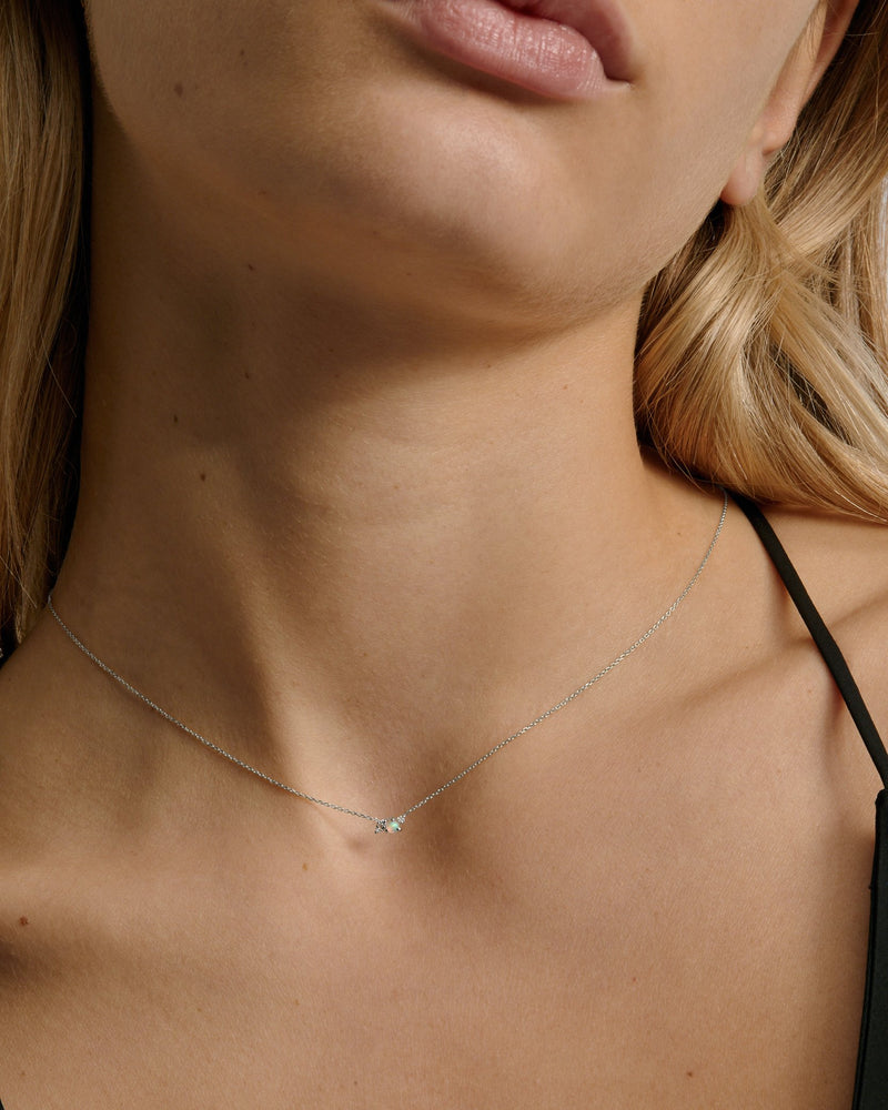 Tiny Chroma Opal Necklace White Gold | Sarah & Sebastian onBody