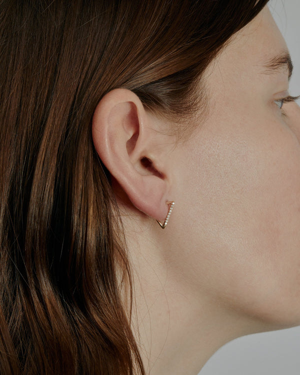 Triangle Diamond Hoop Earrings Gold | Sarah & Sebastian onBody